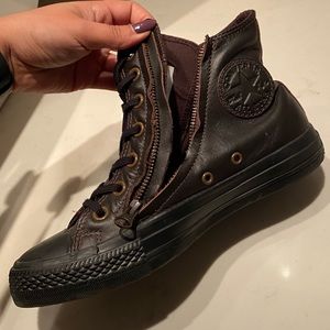 Converse Leather High Tops w/zippers